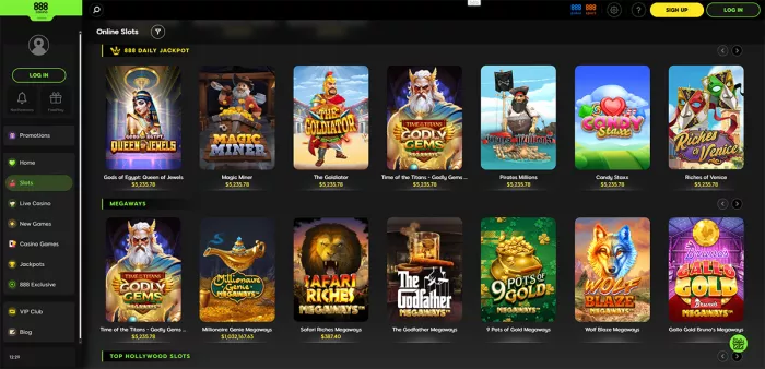 888 Online Casino slot game RTP 93% to 97%
