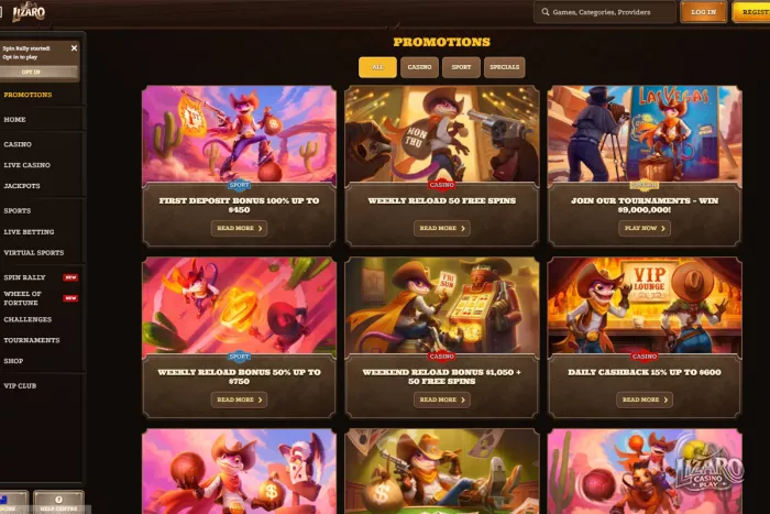 Lizaro Casino promotions and bonus offers