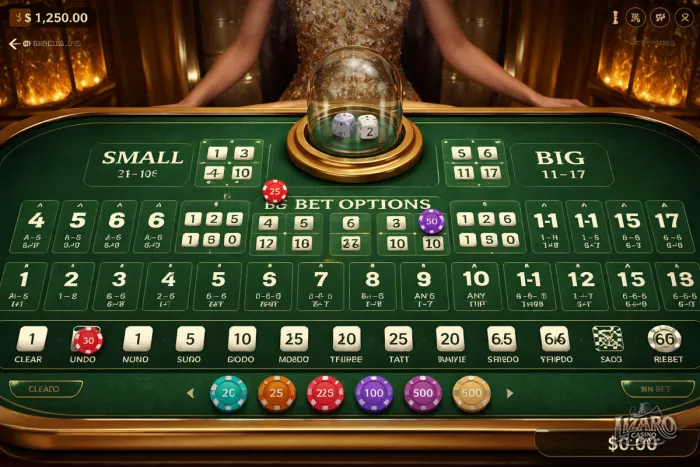 online sic bo dice game table with three dice