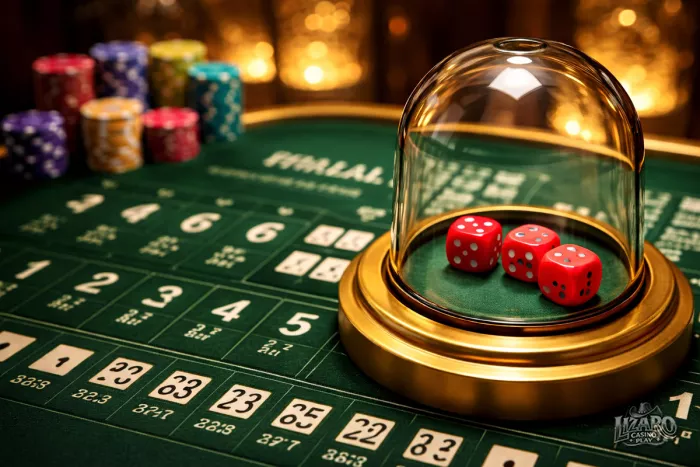 sic bo dice under glass dome on casino table