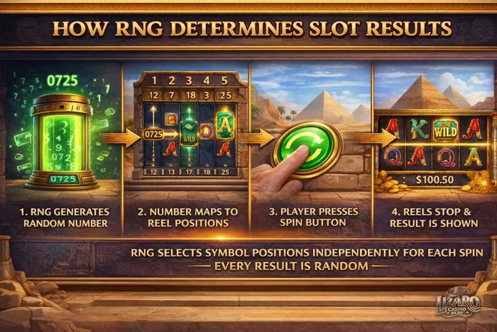 RNG process determining online slot reel results