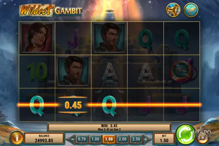 Winning horizontal payline on 5-reel slot