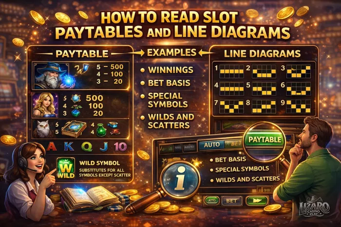 Slot paytable and line diagram explained