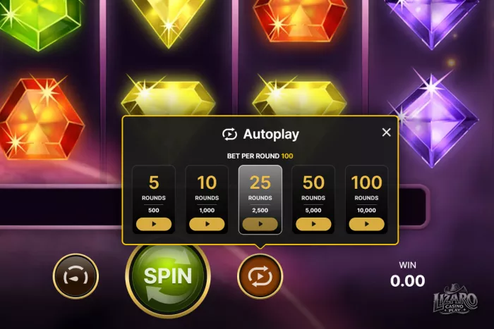Starburst slot autoplay rounds selection panel