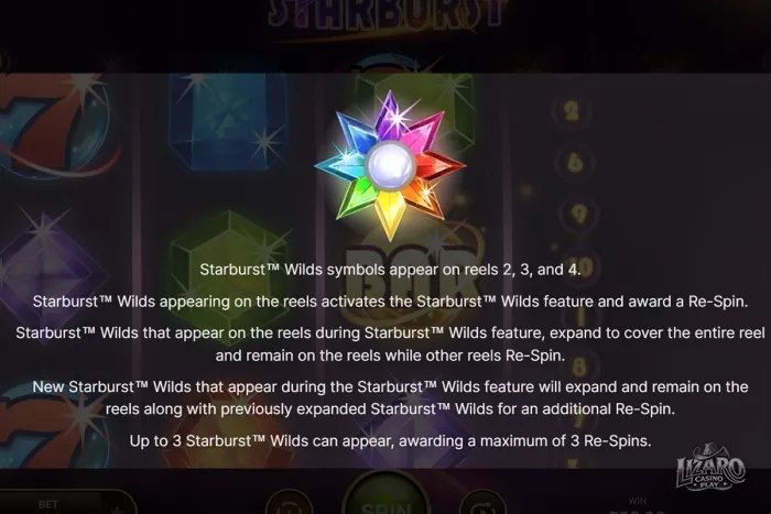 Starburst expanding wild feature on reels