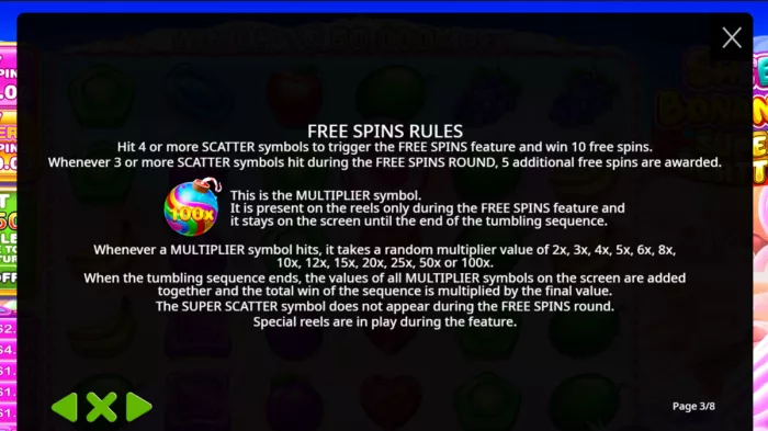 Sweet Bonanza Super Scatter free spins multipliers rules