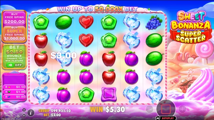 Sweet Bonanza Super Scatter slot gameplay example
