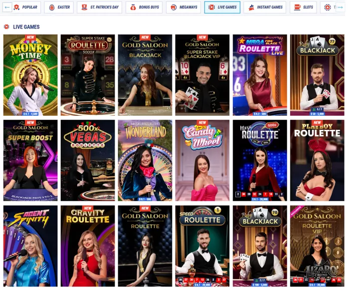 Tikitaka live casino games lobby
