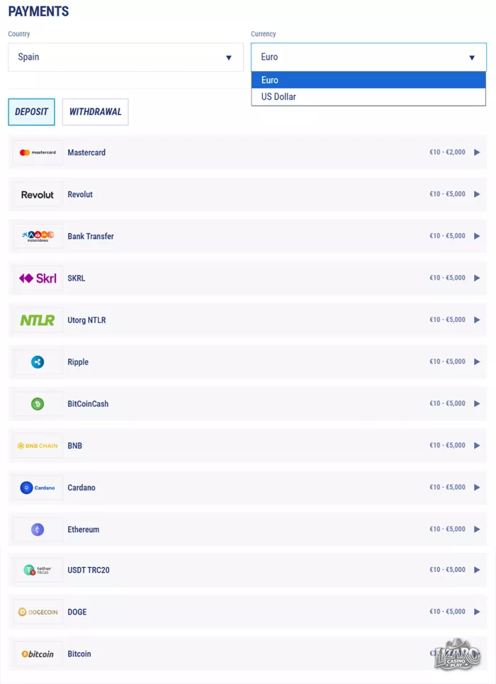 Tikitaka casino payment methods and cryptocurrencies