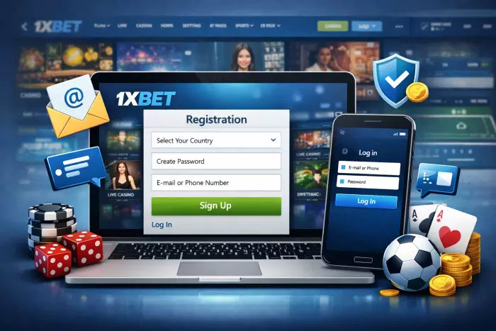 1xBet casino platform registration and login features