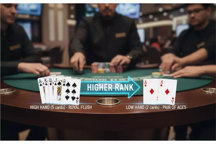 Pai Gow Poker high and low hand rules
