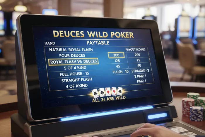 Deuces Wild video poker paytable payouts