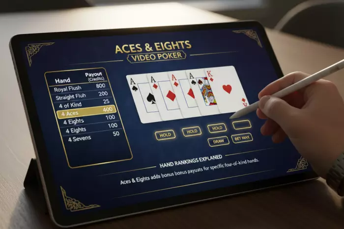 Aces and Eights video poker paytable rules