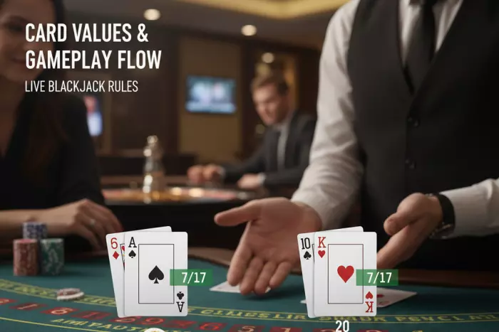 Live blackjack rules, card values, gameplay strategy