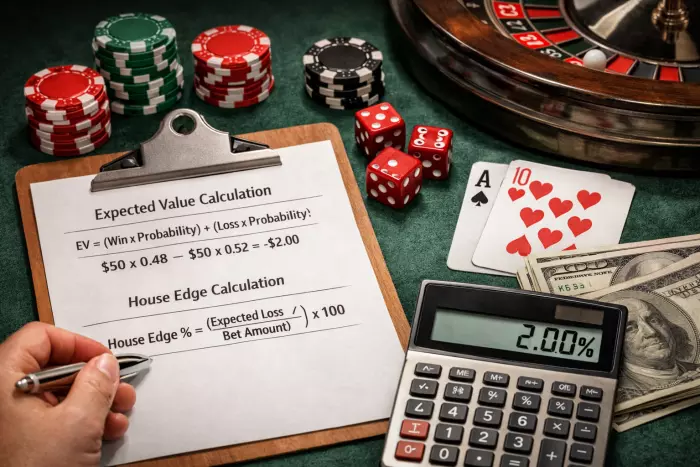 House edge calculation and expected value in gambling