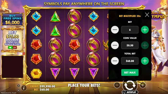 Gates of Olympus slot bet settings