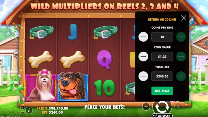 The Dog House maximum bet menu